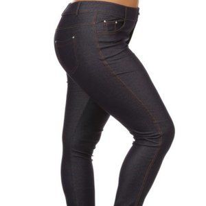 Cotton-Blend 5-Pocket Skinny Jeggings - Army Green